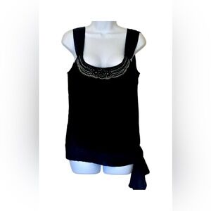 BCBGMaxAzria Black Velvet Beaded Top